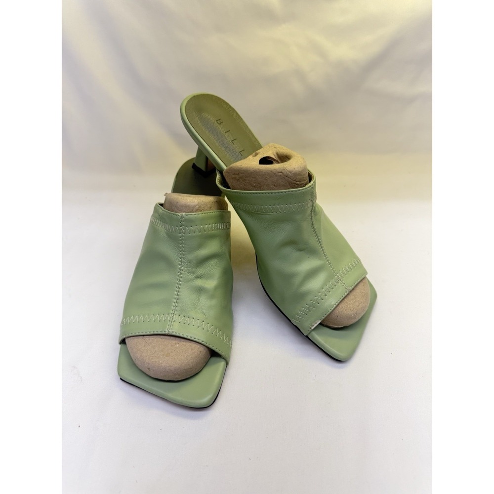 BILLI Seoul Women's Mint / Sage Green Square Toe Mule Slip On Heel Sandals READ